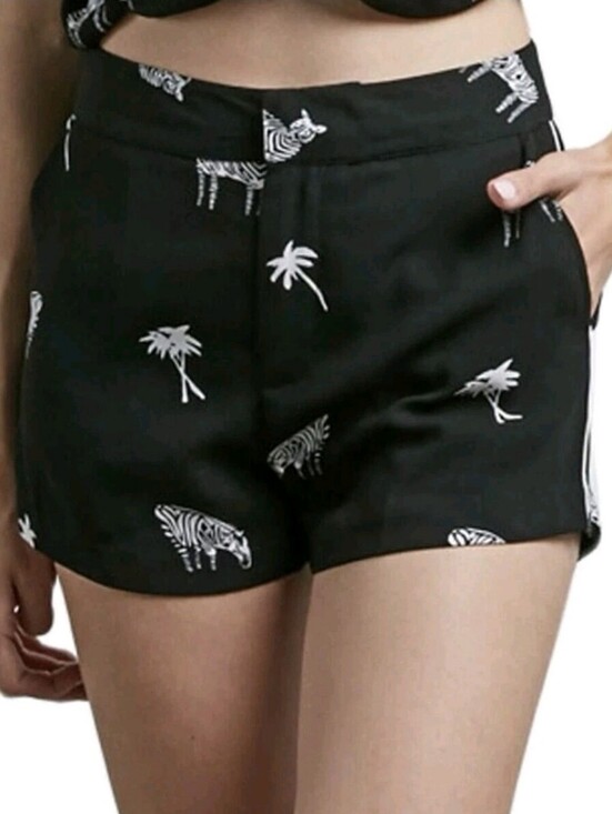 Volcom Pants - Volcom What You Need Shorts Womens Size XS Black Zebra Print Palm Trees